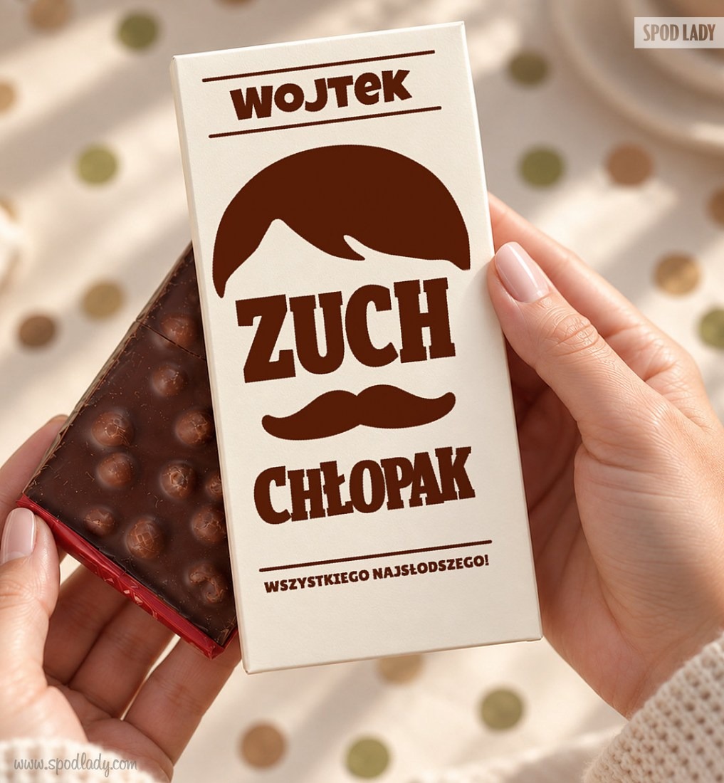 Personalizowana czekolada dla wyj�tkowego ch�opaka - Czekolada pion w d�oniach