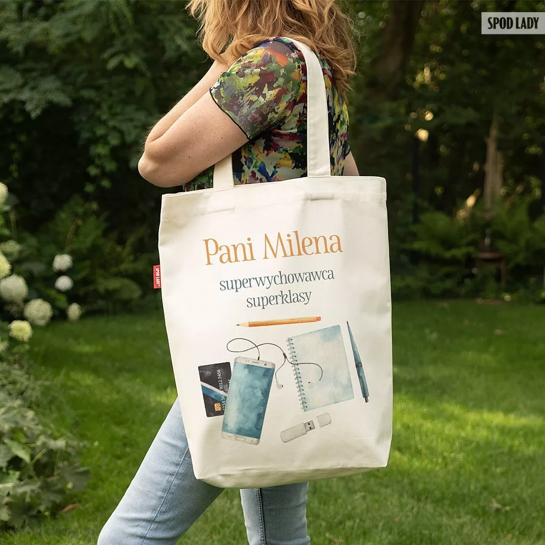 Torba personalizowana dla zabieganej Pani - Torba gboka ecru na ramieniu