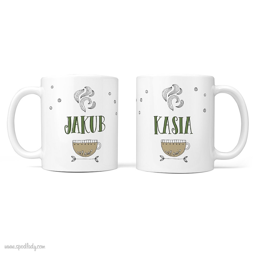 Zestaw herbaciany dla dwojga z kubkami - kubek bia�y g��wne 2 strony