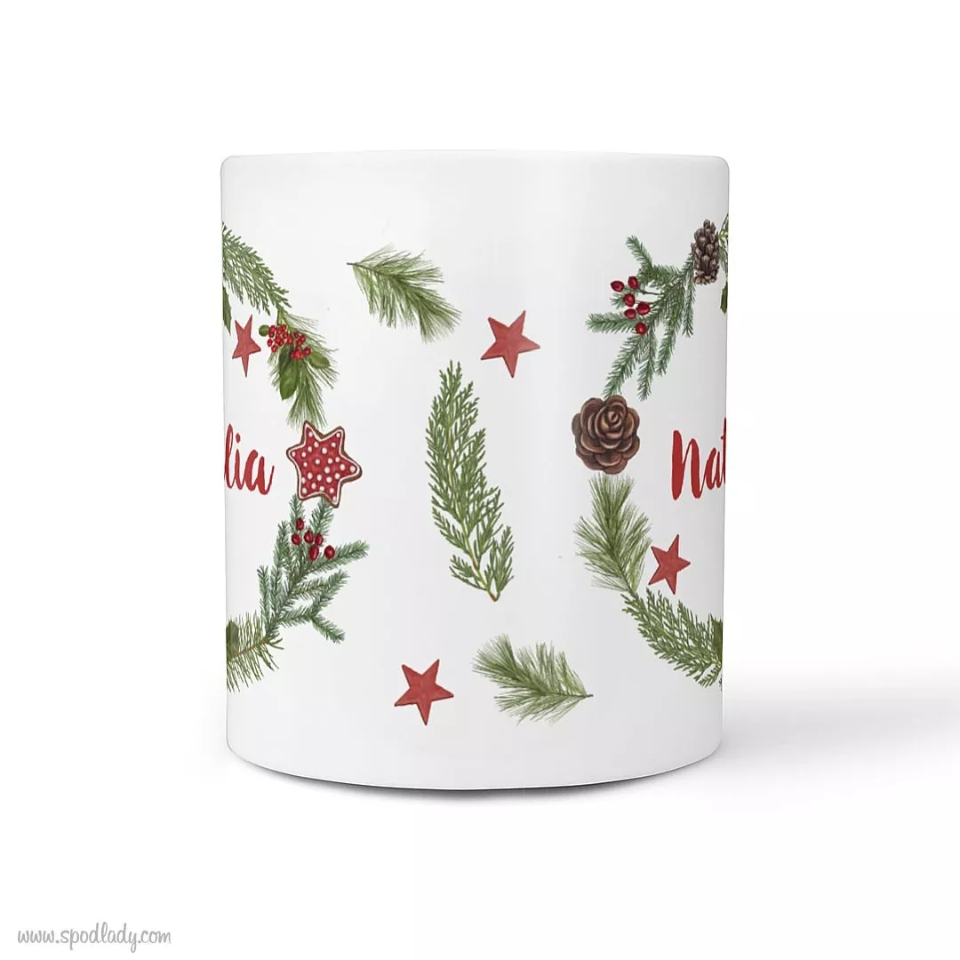 Zestaw �wi�teczne ga��zki - kubek bia�y g��wne prz�d