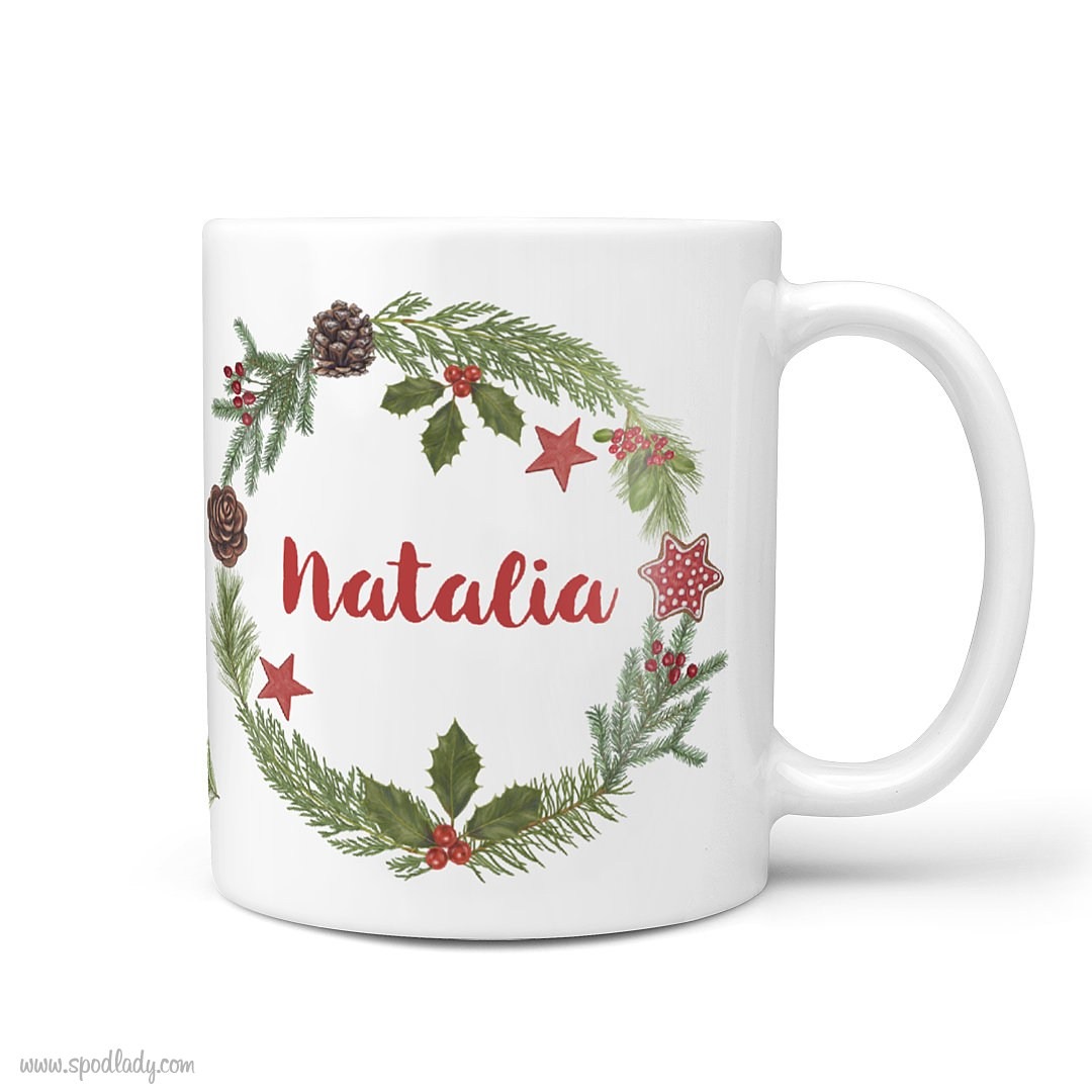 Zestaw �wi�teczne ga��zki - kubek bia�y g��wne bok