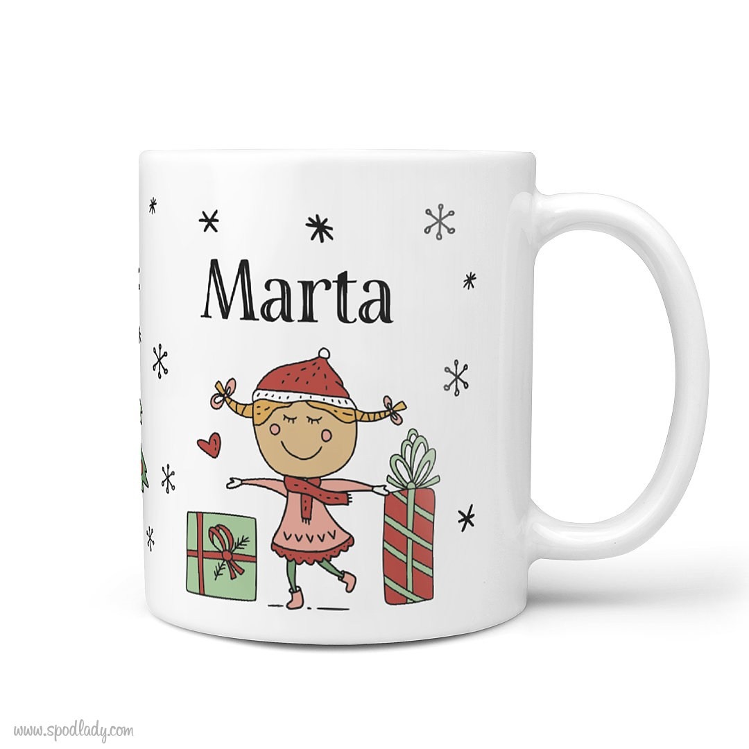 Zestaw �wi�teczny z imieniem dla niej - kubek bia�y g��wne bok