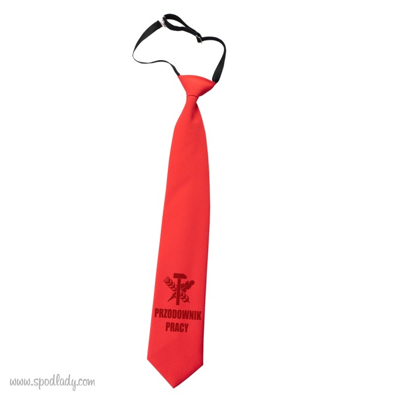 Czerwony krawat na prezent dla przodownika pracy.