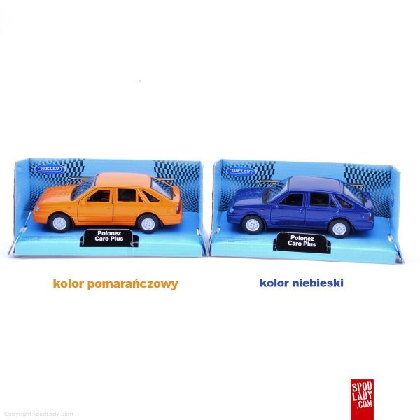 Warianty kolorystyczne miniatury samochodu Polonez Caro.