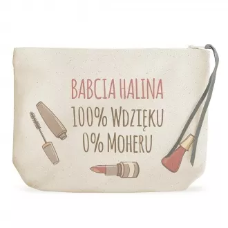 Kosmetyczka z imieniem "100% wdziku, 0% moheru"