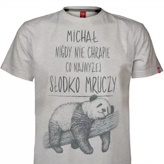 Koszulka męska z imieniem "Nie chrapie, słodko mruczy" 