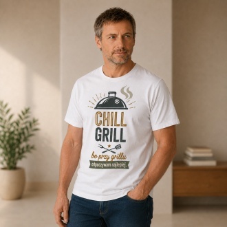 Koszulka m�ska bia�a "Chill grill"