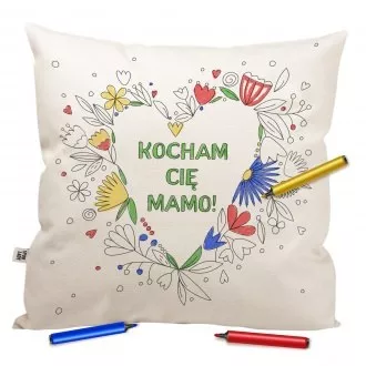 Poduszka "Kocham cię mamo" - Serce do kolorowania