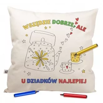 Poduszka "Herbatka u dziadk�w" - kolorowanka