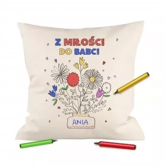 Poduszka "Bukiet" - dla babci od wnukw do kolorowania