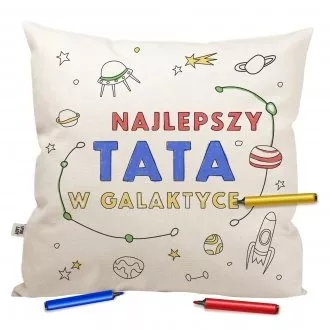 Poduszka "Najlepszy Tata w galaktyce" do kolorowania