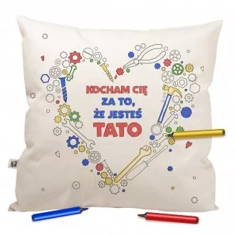 Poduszka "Kocham Ci tato" - serce do kolorowania