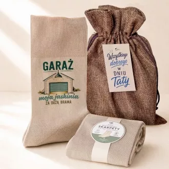 Zestaw w worku dla Taty ze skarpetkami "Gara� moja jaskinia"
