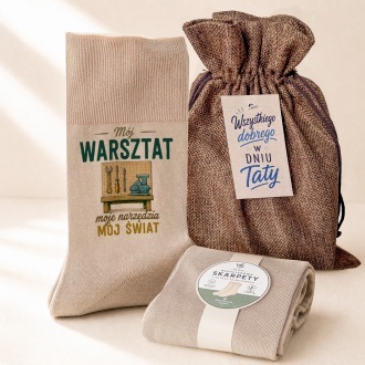 Zestaw w worku dla Taty ze skarpetkami "M�j warsztat M�j �wiat"
