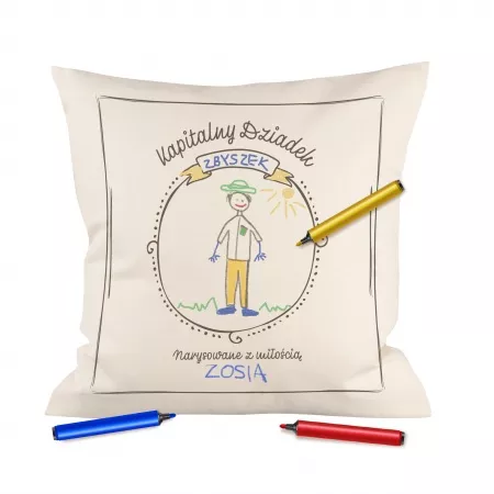 Podusia do kolorowania "Portret" babci i dziadka - 3 warianty