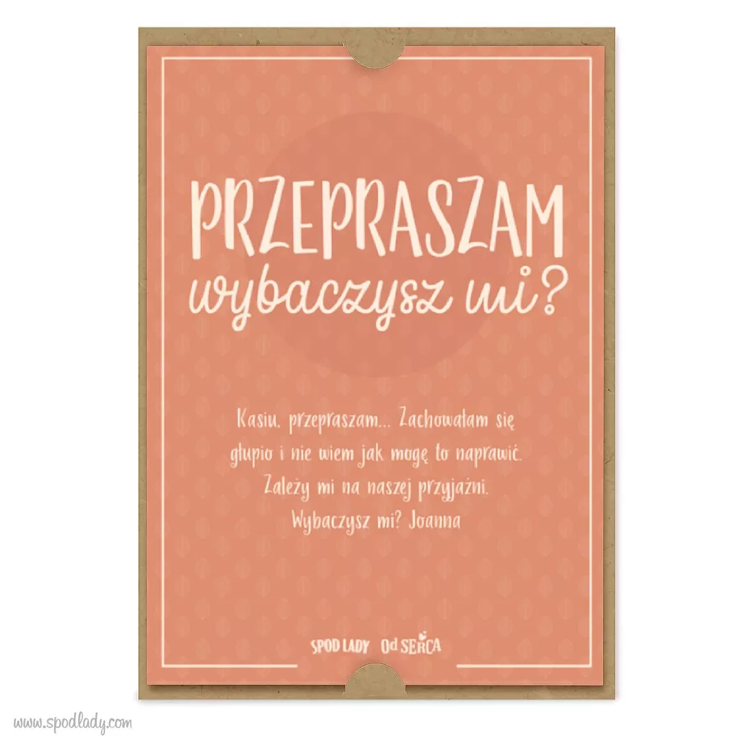 Kartka z dedykacj "Przepraszam"