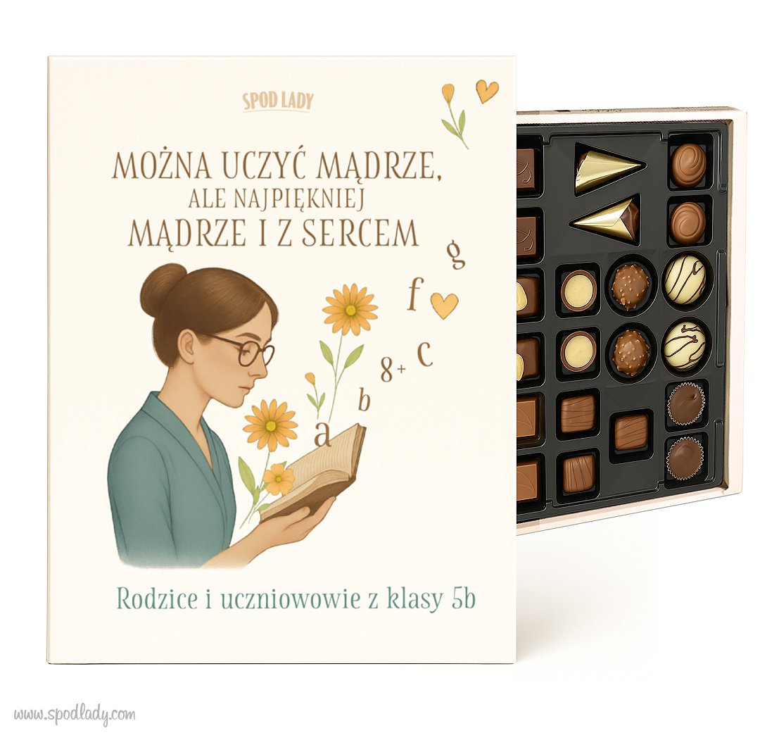 Personalizowana bombonierka "Mona uczy mdrze i z sercem"