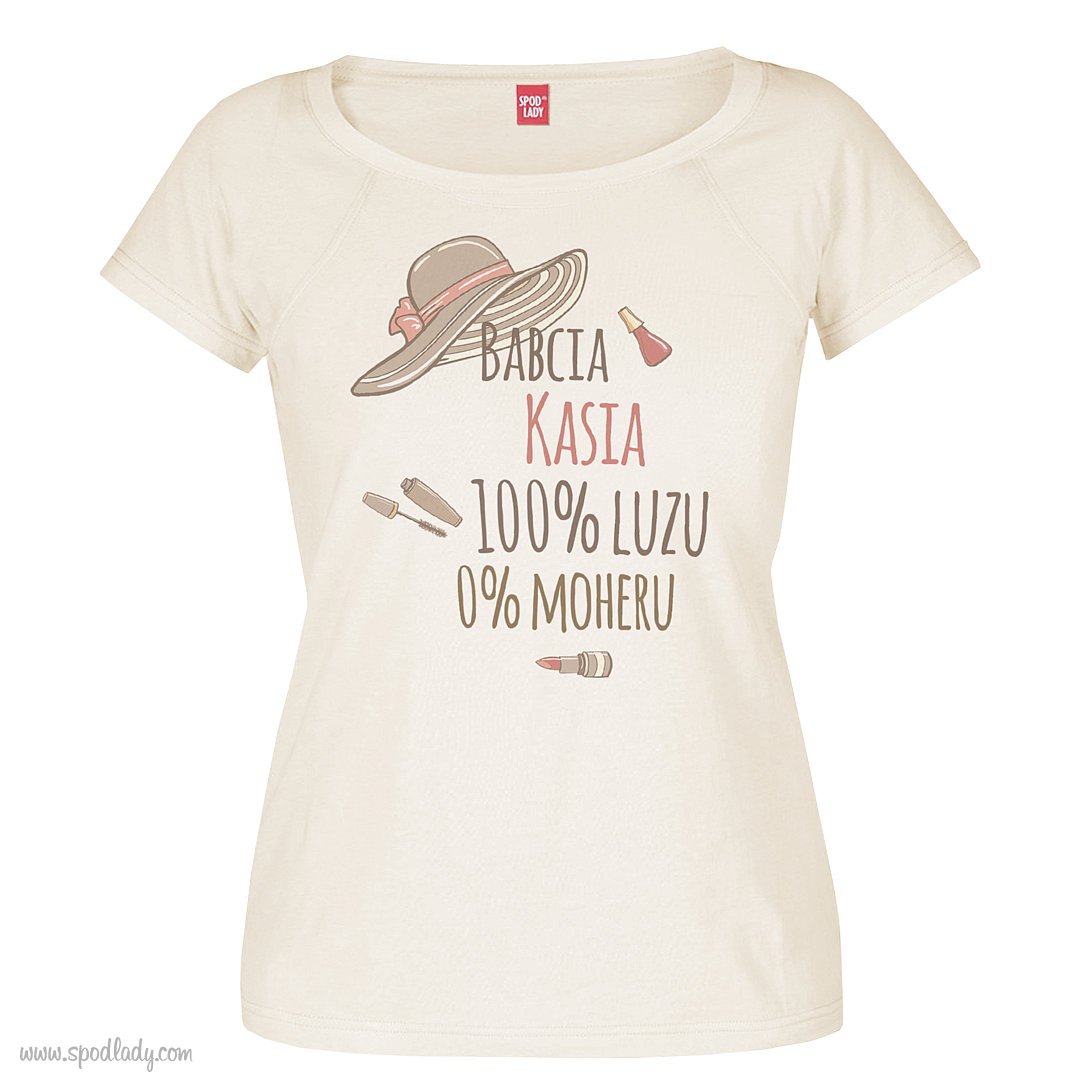 Personalizowana koszulka damska "Babcia - 0% moheru" 