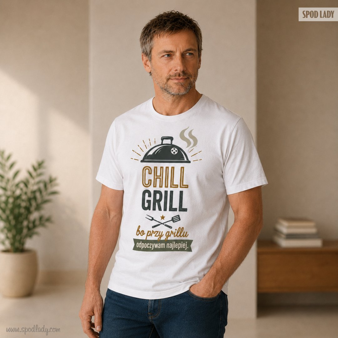 Koszulka m�ska bia�a "Chill grill"