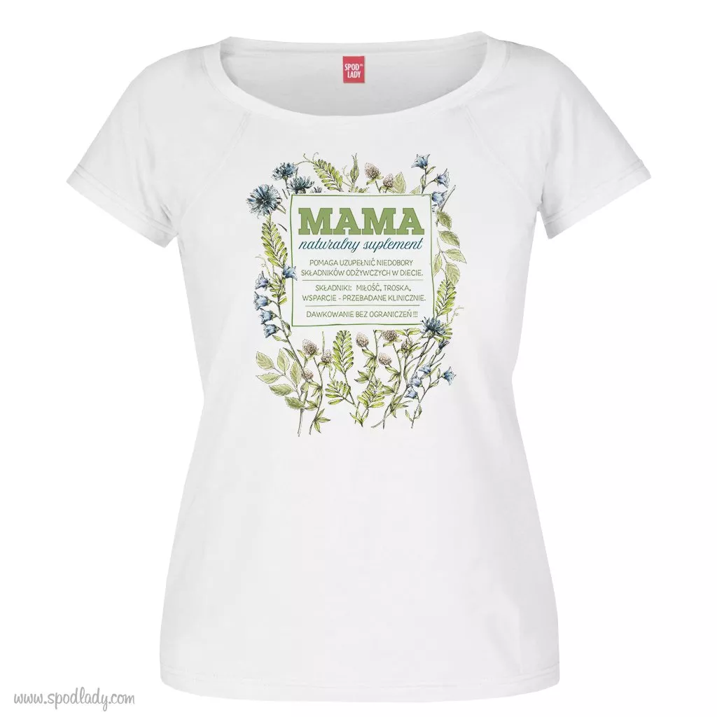 Koszulka damska biała Mama suplement