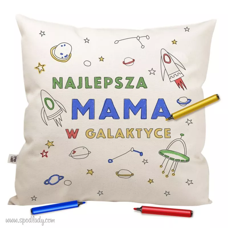 Poduszka "Najlepsza mama w galaktyce" do kolorowania