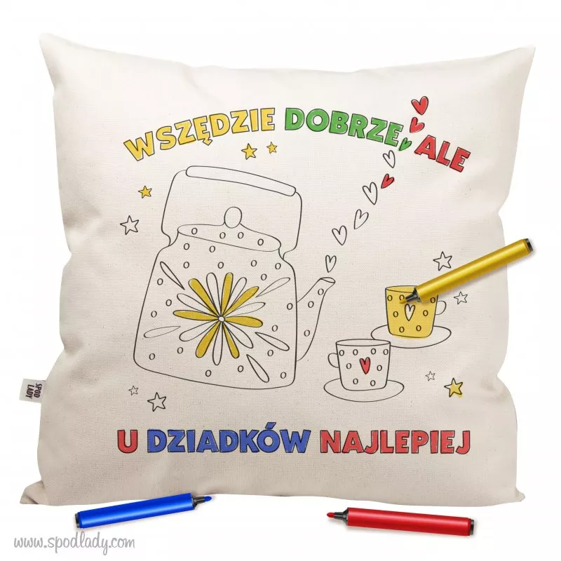 Poduszka "Herbatka u dziadk�w" - kolorowanka