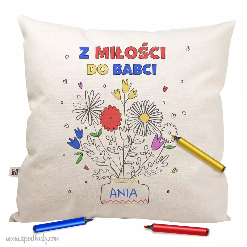 Poduszka dla babci "Bukiet" - kolorowanka