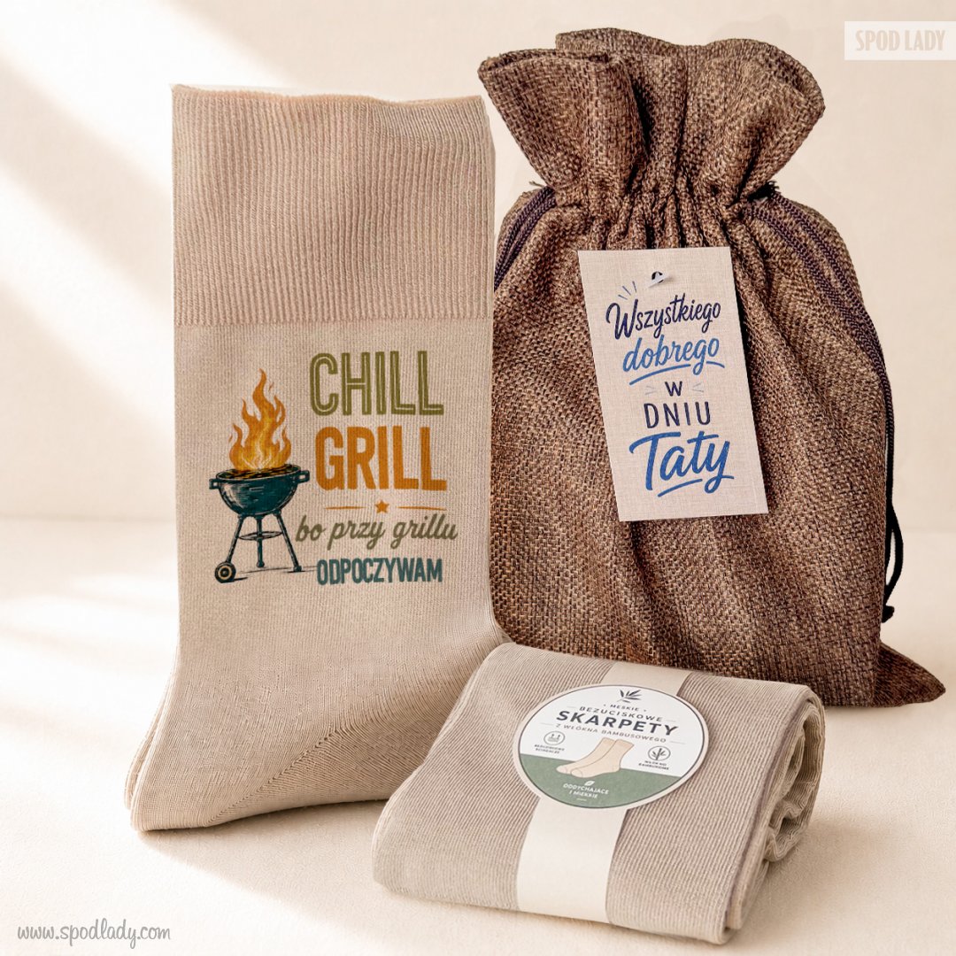 Zestaw w worku dla Taty ze skarpetkami "Chill Grill"
