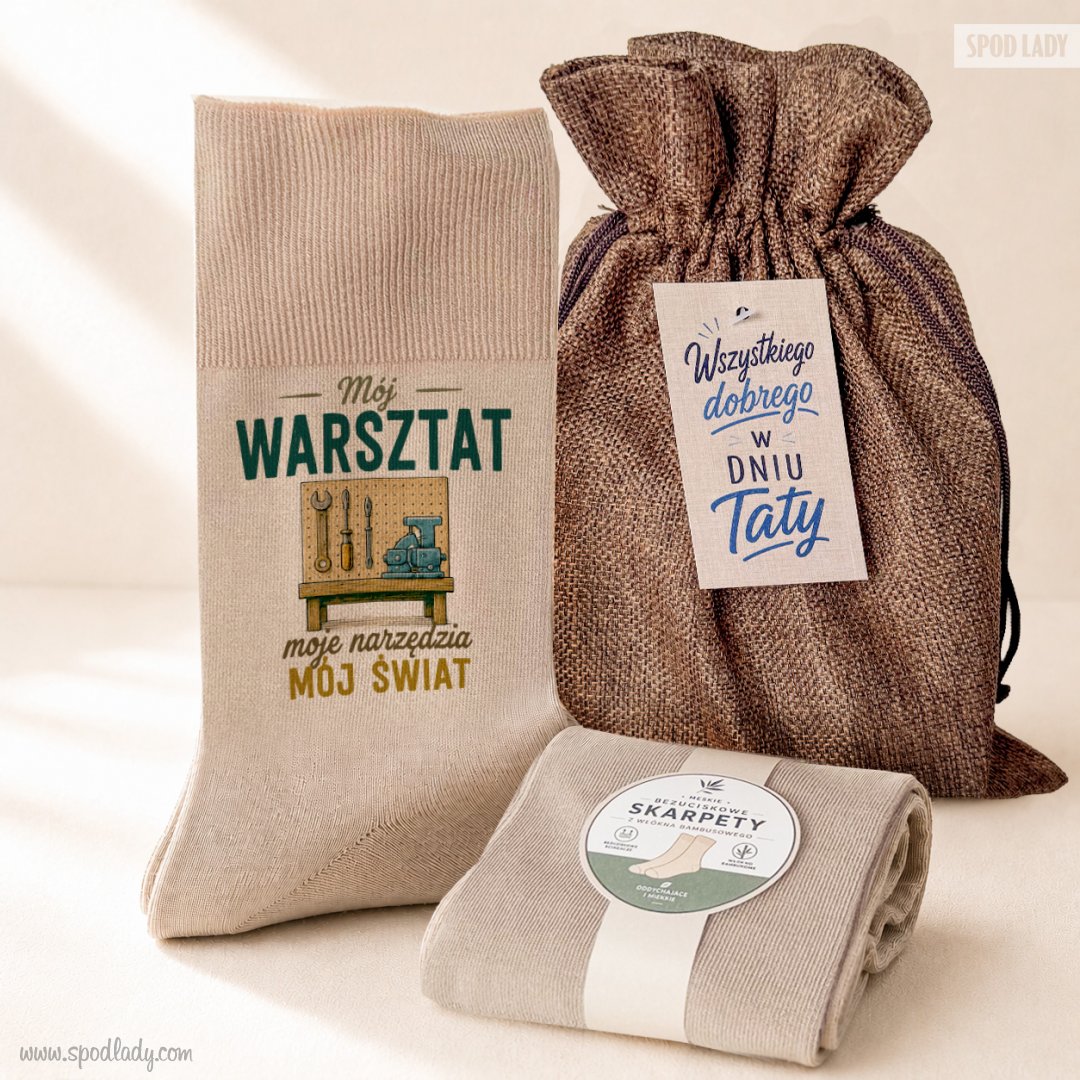 Zestaw w worku dla Taty ze skarpetkami "M�j warsztat M�j �wiat"
