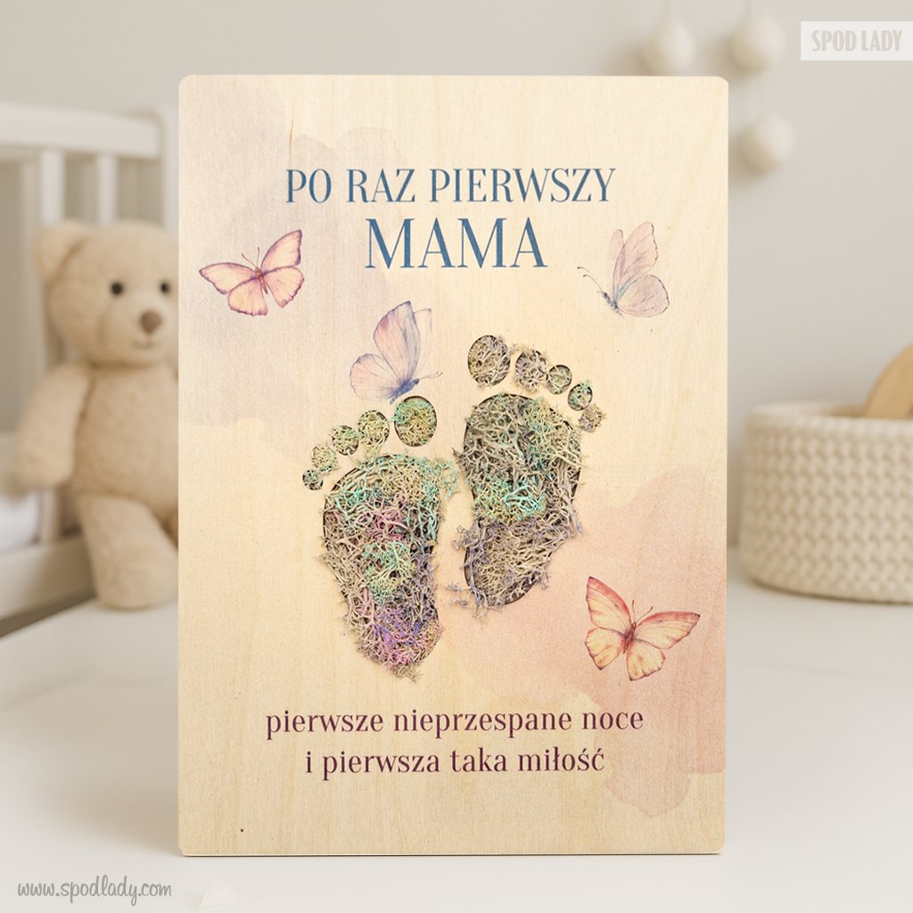 Tabliczka z mchem "Po raz pierwszy mama"
