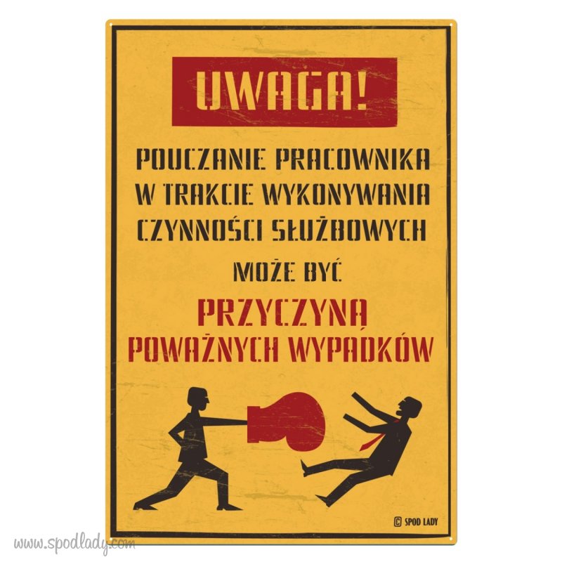 Tablica "Pouczanie pracownika przyczyn wypadkw"