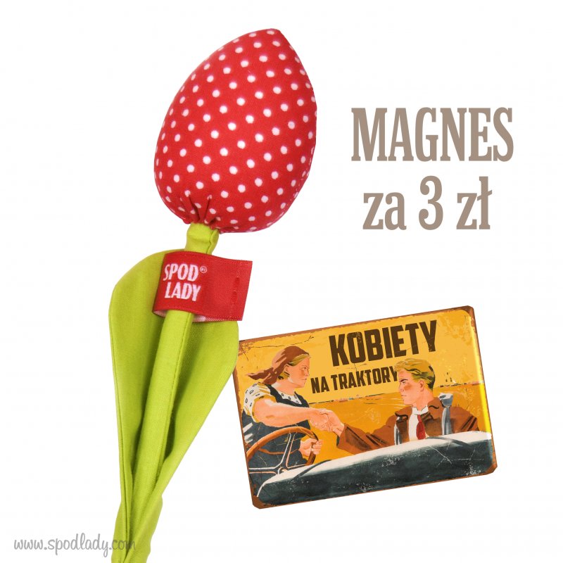 Zestaw - Tulipan i magnes "Kobiety na traktory"
