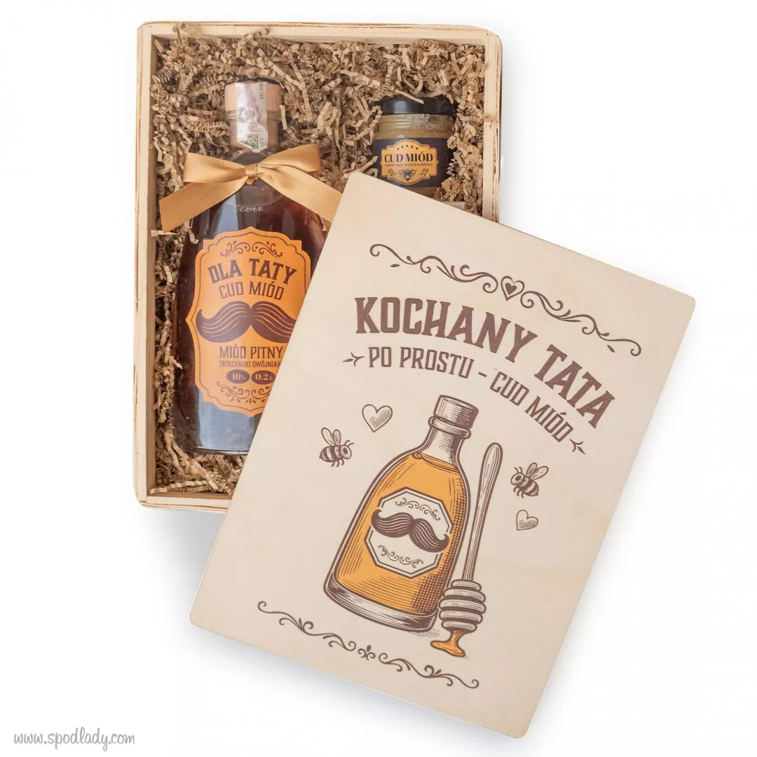 Zestaw w koszu "Kochany Tata" z miodem pitnym
