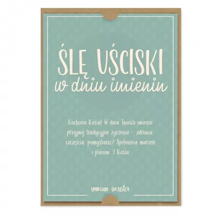 Kartka z dedykacj� "U�ciski w dniu imienin"