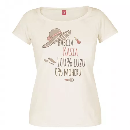 Personalizowana koszulka damska "Babcia - 0% moheru" 