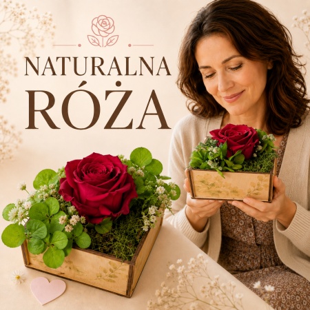 Naturalna wieczna r�a w skrzyneczce