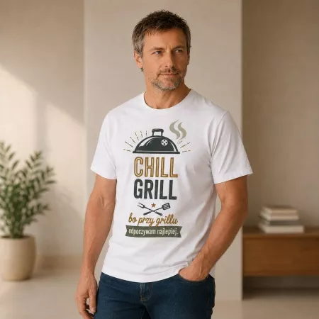 Koszulka m�ska bia�a "Chill grill"
