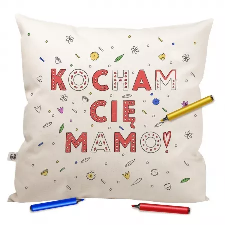 Poduszka "Kocham ci� mamo" do kolorowania