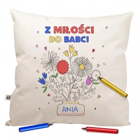 Poduszka dla babci "Bukiet" - kolorowanka