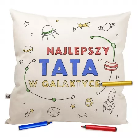 Poduszka "Najlepszy Tata w galaktyce" do kolorowania