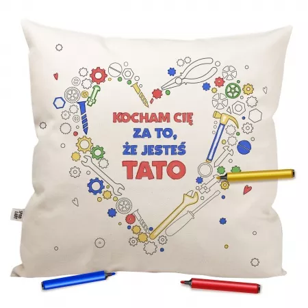 Poduszka "Kocham Ci� tato" - serce do kolorowania