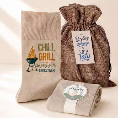 Zestaw w worku dla Taty ze skarpetkami "Chill Grill"