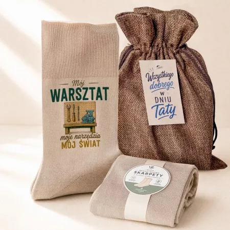 Zestaw w worku dla Taty ze skarpetkami "M�j warsztat M�j �wiat"