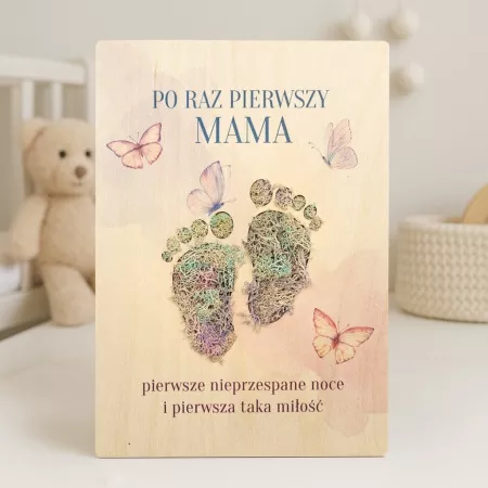 Tabliczka z mchem "Po raz pierwszy mama"