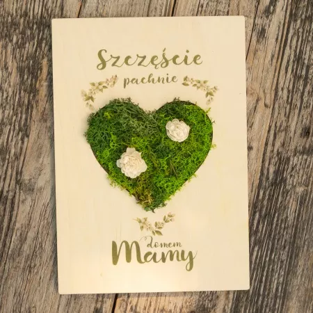 Tabliczka z mchem "Szcz�cie pachnie domem Mamy"