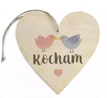 Zawieszka "Kocham" wz�r ptaszki