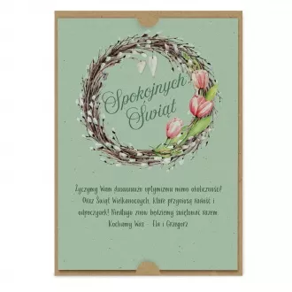 Kartka "Spokojnych �wi�t" z tulipanami